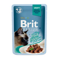 Влажный корм Brit Premium для кошек, кусочки из филе говядины в соусе 85 г