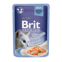 Влажный корм Brit Premium для кошек, кусочки из филе лосося в желе, 85 г