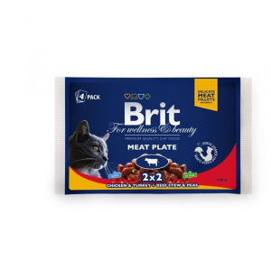 Влажный корм Brit Premium &quot;Мясная тарелка&quot; для кошек, пауч, 4 х 100 г