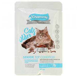 Влажный корм Chammy Premium для пожилых кошек старше 8 лет, кролик/индейка, 85 г