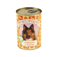 Влажный корм для собак "Ем без проблем" говядина с рисом, ж/б, 410 г