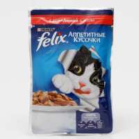 Влажный корм FELIX AGAIL для кошек, говядина в желе, пауч, 85 г