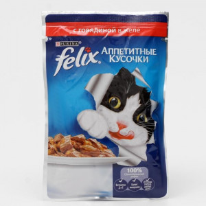 Влажный корм FELIX AGAIL для кошек, говядина в желе, пауч, 85 г