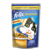 Влажный корм FELIX Sensations для кошек, курица/морковь в желе, пауч, 85 г