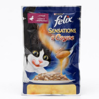 Влажный корм FELIX Sensations для кошек, утка/морковь в соусе, пауч, 85 г