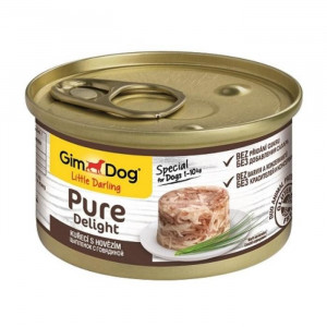 Влажный корм GIMDOG Pure Delight, для собак из цыпленка с говядиной, 85 г
