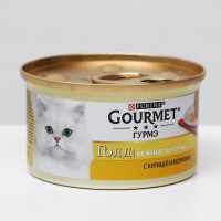 Влажный корм GOURMET GOLD "Нежные биточки" для кошек, курица/морковь, ж/б, 85 г