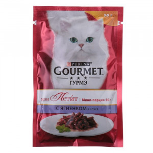 Влажный корм GOURMET MON PETIT для кошек, ягненок, пауч, 50 г
