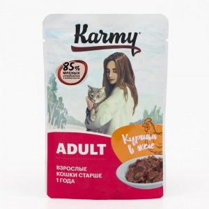 Влажный корм Karmy adult для кошек, курица в желе, 80 г