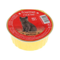 Влажный корм "Кошачье счастье" для котят, говядина, ламистер, 125 г