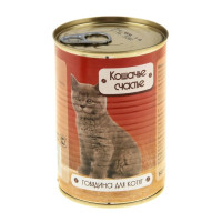 Влажный корм "Кошачье счастье" для котят, говядина, ж/б, 410 г