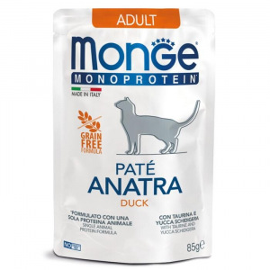 Влажный корм Monge Cat Monoprotein для кошек, из утки, пауч, 85 г