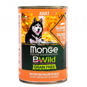 Влажный корм Monge Dog BWild GRAIN FREE для собак, лосось/тыква/кабачки, консервы, 400 г