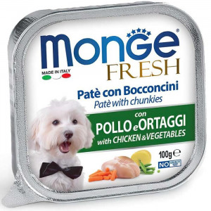Влажный корм Monge Dog Fresh для собак, с курицей и овощами, консервы, 100 г