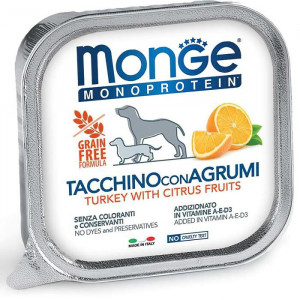 Влажный корм Monge Dog Natural Monoprotein Fruits для собак, паштет, индейка/цитрусы, 150 г 731603