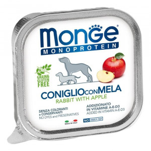 Влажный корм Monge Dog Natural Monoprotein Fruits для собак, паштет, кролик/яблоко, 150 г