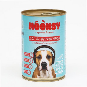Влажный корм Moonsy &quot;дог бефстроганов&quot; для собак, говядина со спирулиной, 415 г