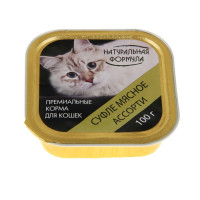 Влажный корм "Натуральная формула" для кошек, суфле мясное ассорти, ламистер, 100 г