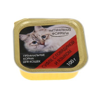 Влажный корм "Натуральная формула" для кошек, суфле с говядиной и языком, ламистер, 100 г