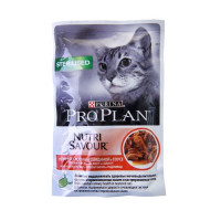 Влажный корм PRO PLAN для стерилизованных кошек, говядина в соусе, пауч, 85 г