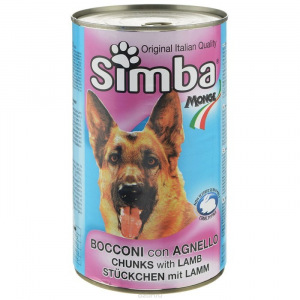 Влажный корм Simba Dog для собак, кусочки ягненка, ж/б, 1230 г