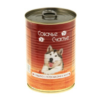 Влажный корм "Собачье счастье" говядина с потрошками в желе, ж/б, 410 г